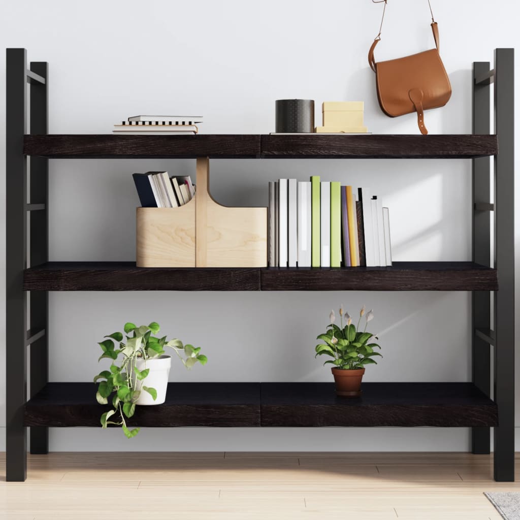Wall Shelf Dark Grey 140x50x6 cm Treated Solid Wood Oak
