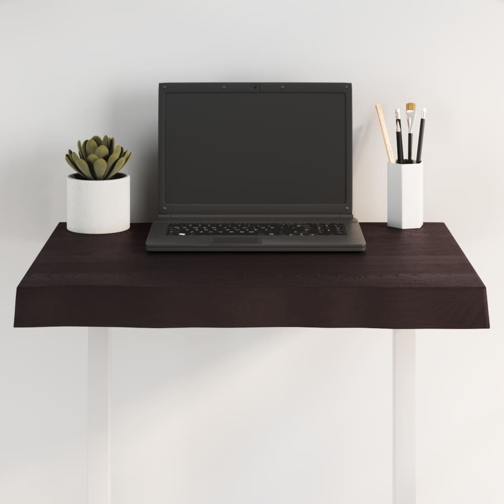Table Top Dark Grey 60x50x6 cm Treated Solid Wood Oak Live Edge