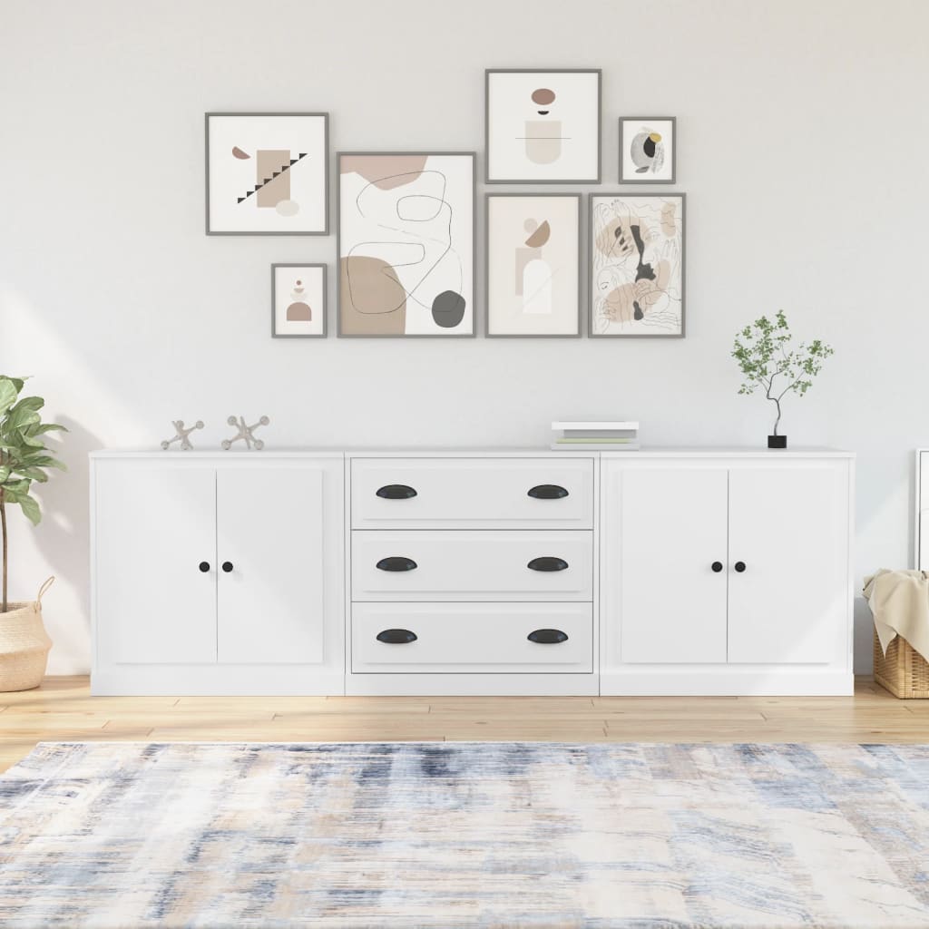 Sideboards 3 Pieces White Engineered Wood