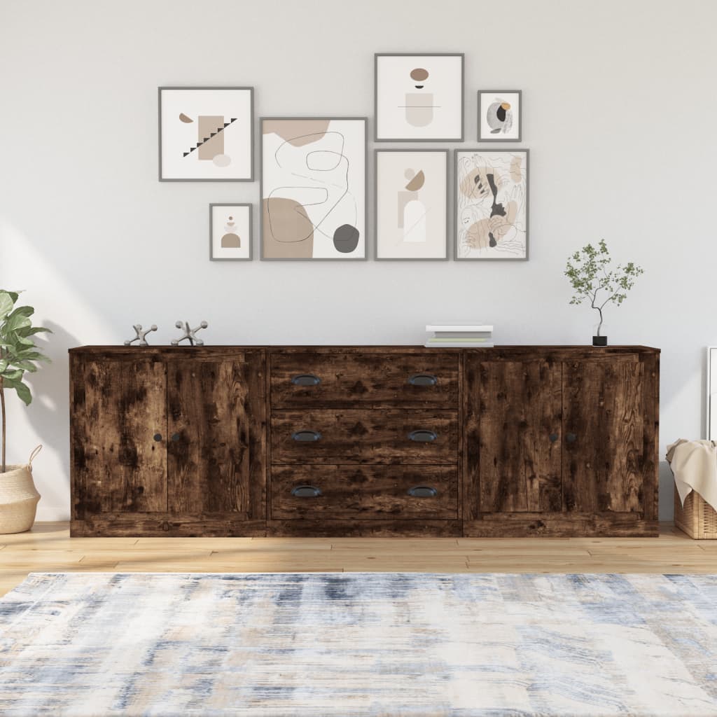 Sideboards 3 Pieces Smoked Oak Engineered Wood