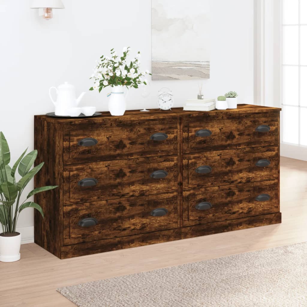Sideboards 2 Pieces Smoked Oak Engineered Wood