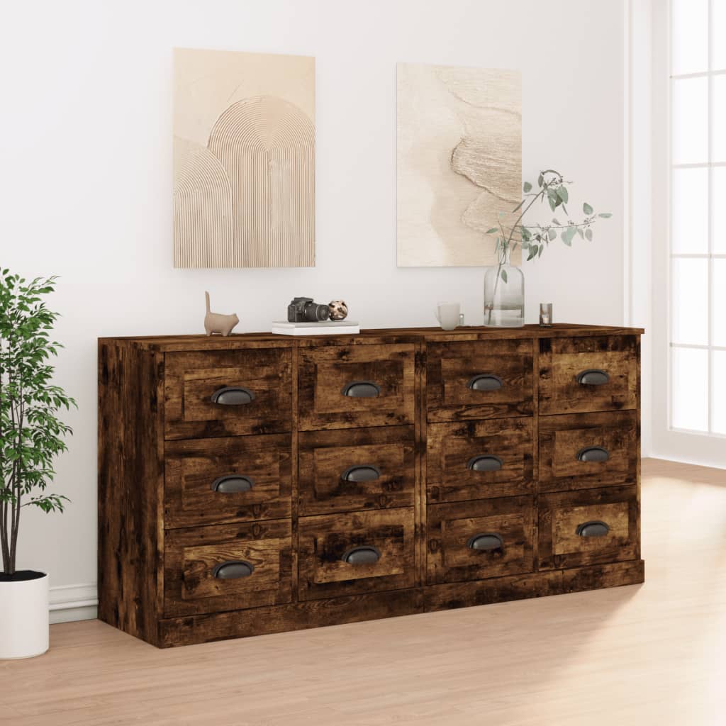 Sideboards 2 Pieces Smoked Oak Engineered Wood