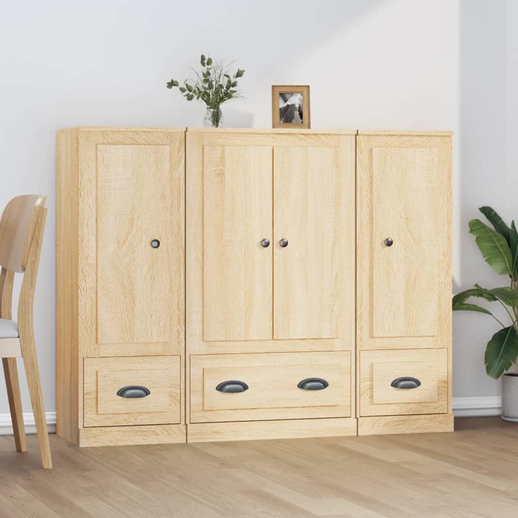 Highboards 3 Pieces Sonoma Oak Engineered Wood