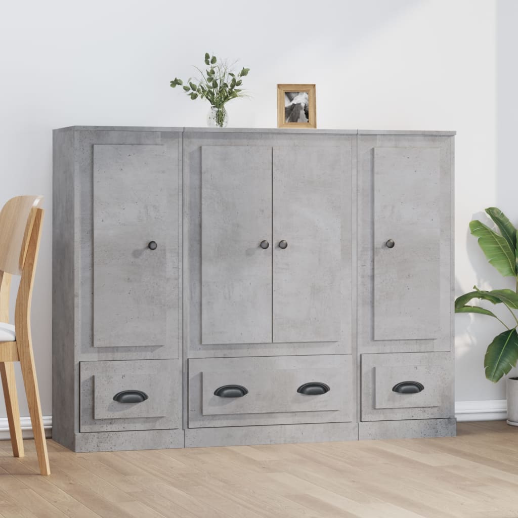 Highboards 3 Pieces Concrete Grey Engineered Wood