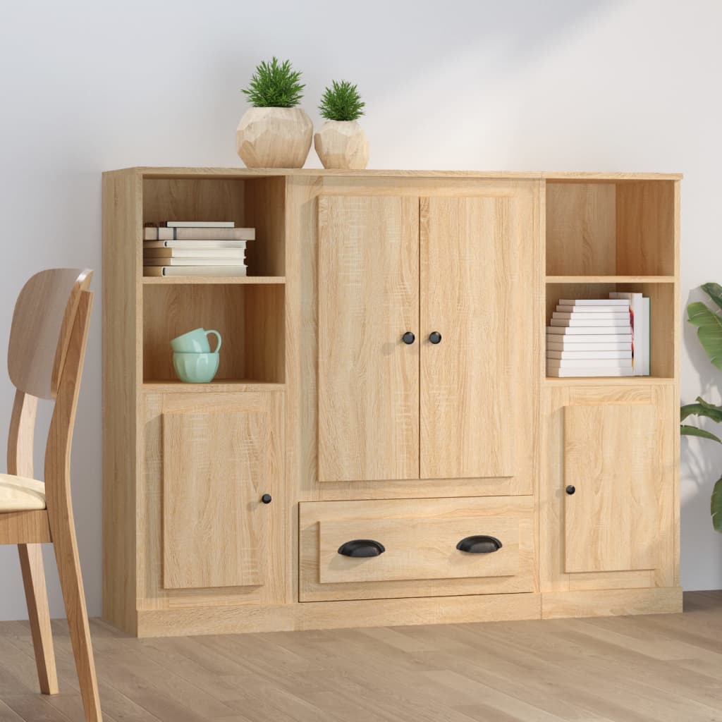 Highboards 3 Pieces Sonoma Oak Engineered Wood
