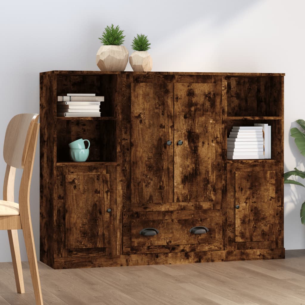 Highboards 3 Pieces Smoked Oak Engineered Wood