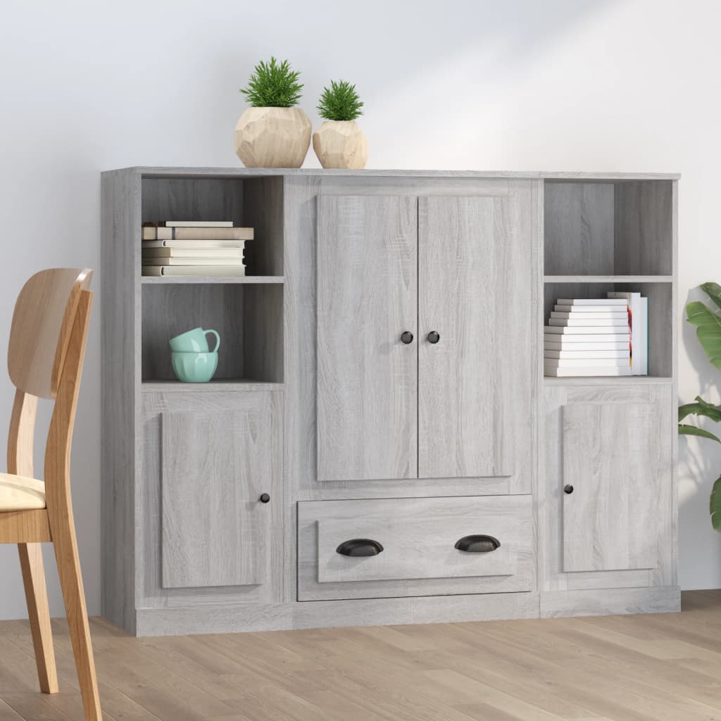Highboards 3 Pieces Grey Sonoma Engineered Wood