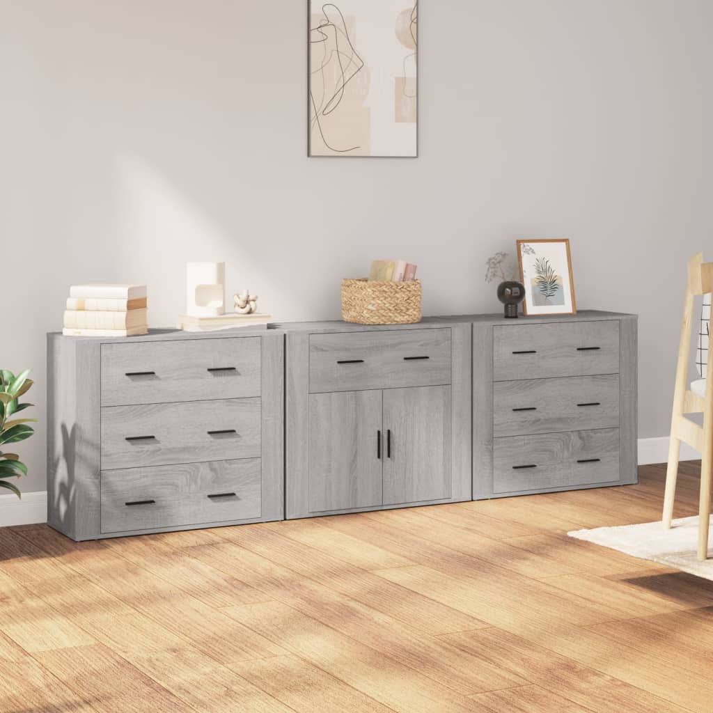 Sideboards 3 Pieces Grey Sonoma Engineered Wood