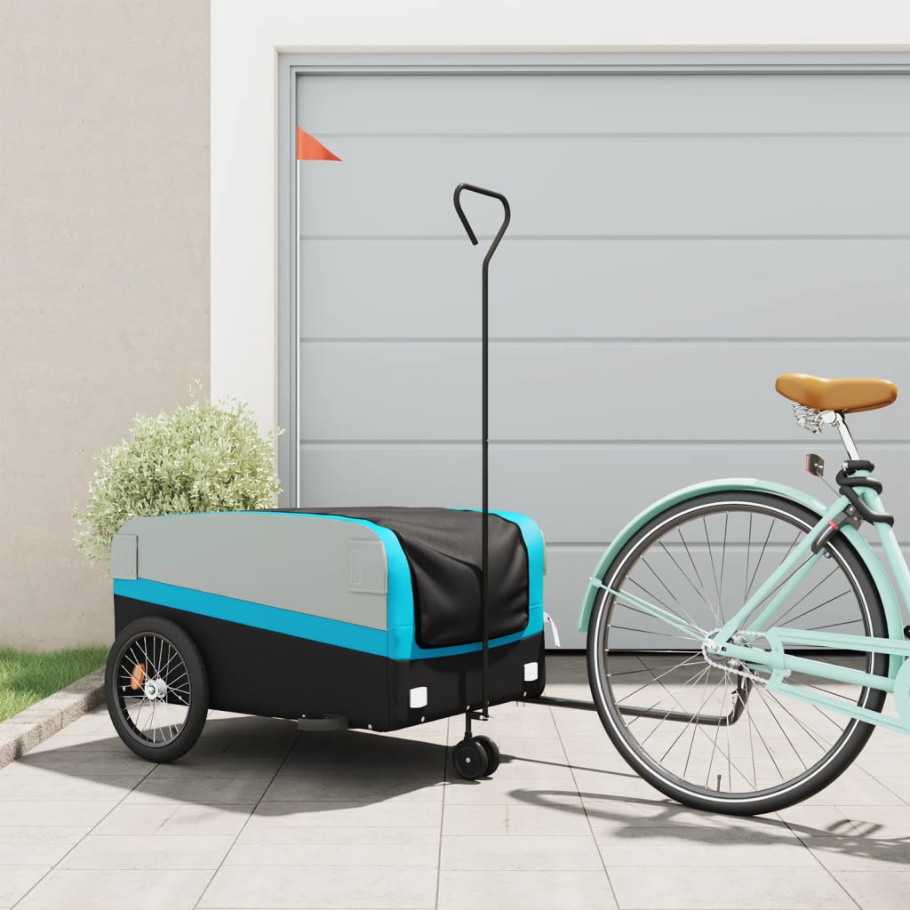 Bike Trailer Black and Blue 45 kg Iron