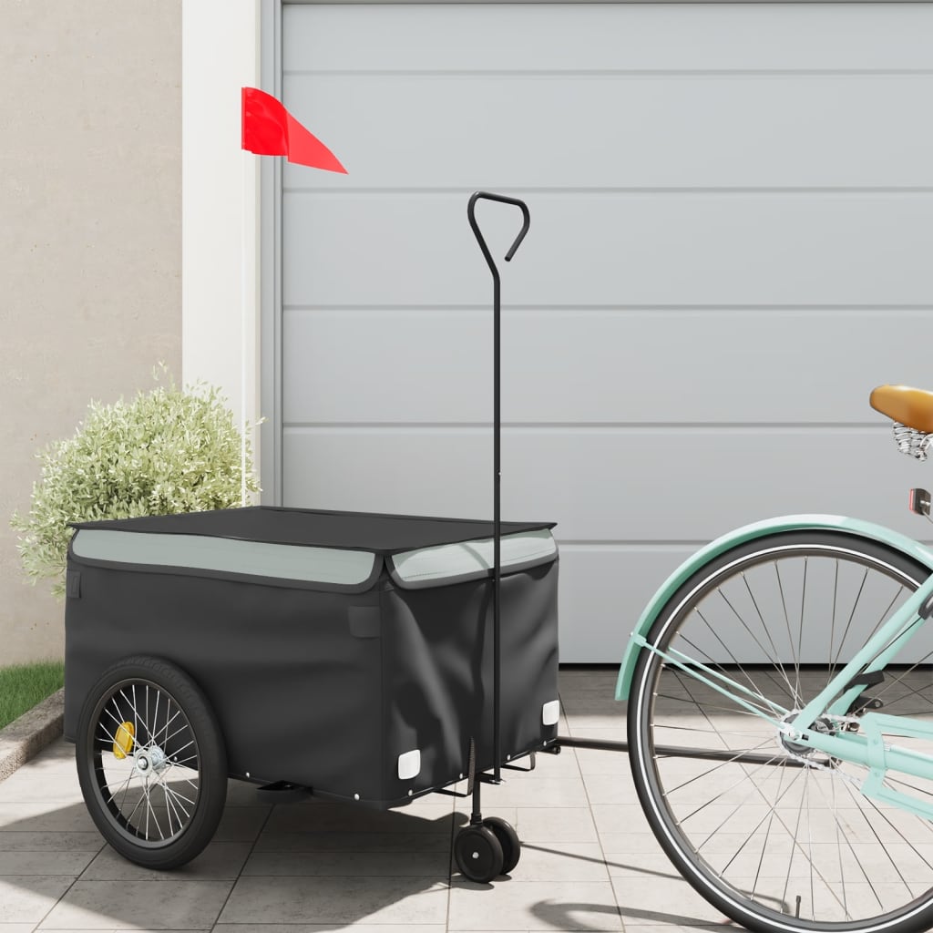 Bike Trailer Black and Grey 30 kg Iron