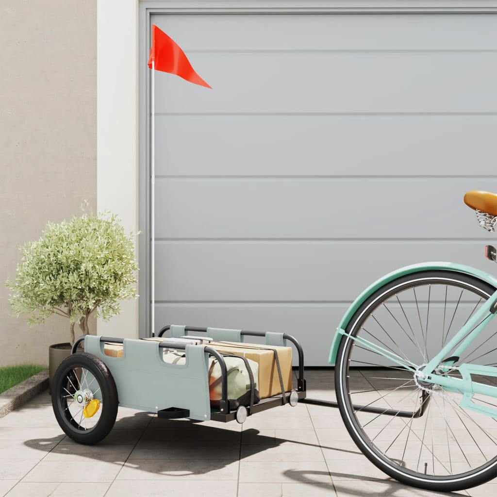 Cargo Bike Trailer Grey Oxford Fabric and Iron