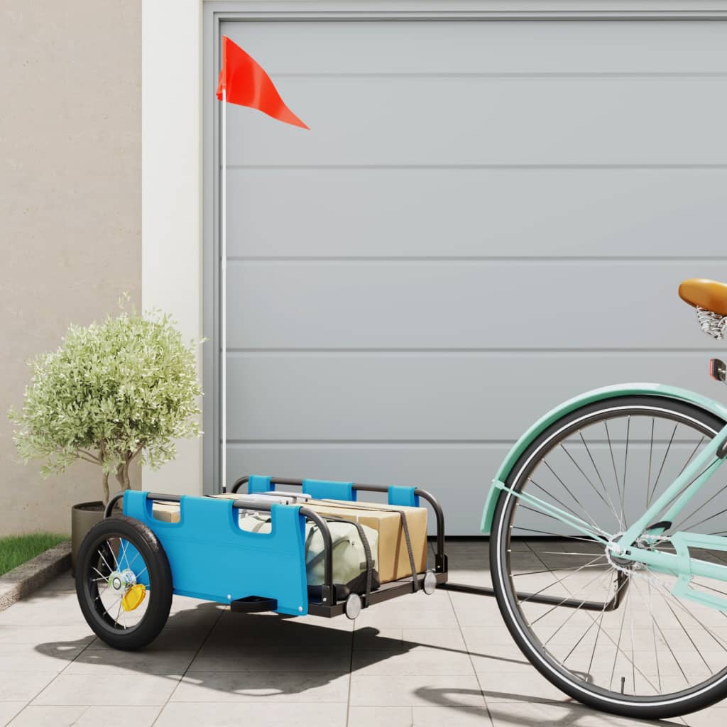 Cargo Bike Trailer Blue Oxford Fabric and Iron