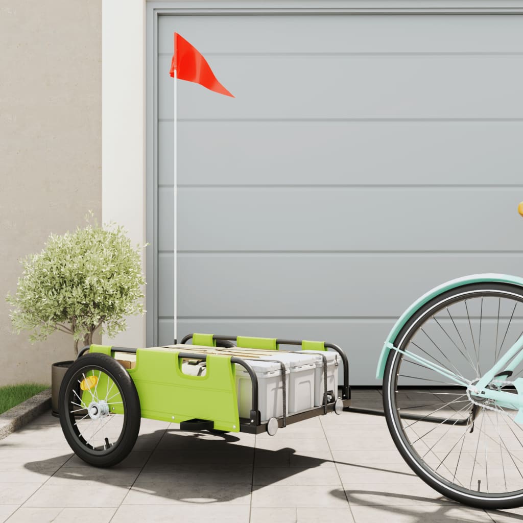 Cargo Bike Trailer Green Oxford Fabric and Iron