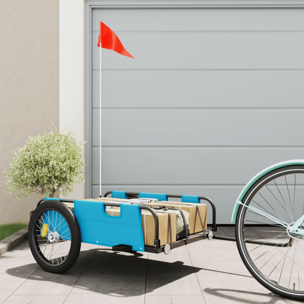 Cargo Bike Trailer Blue Oxford Fabric and Iron