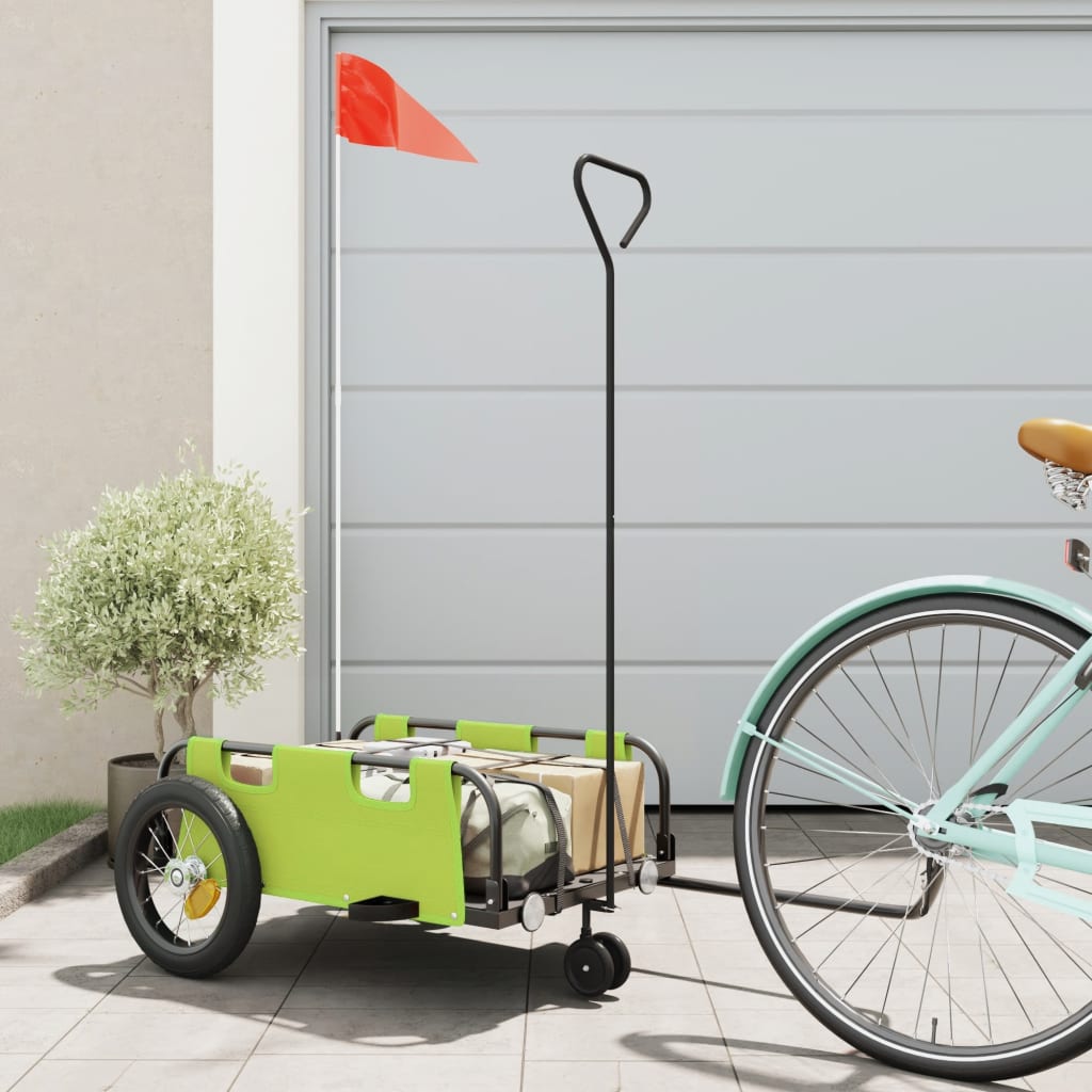 Bike Trailer Green Oxford Fabric and Iron