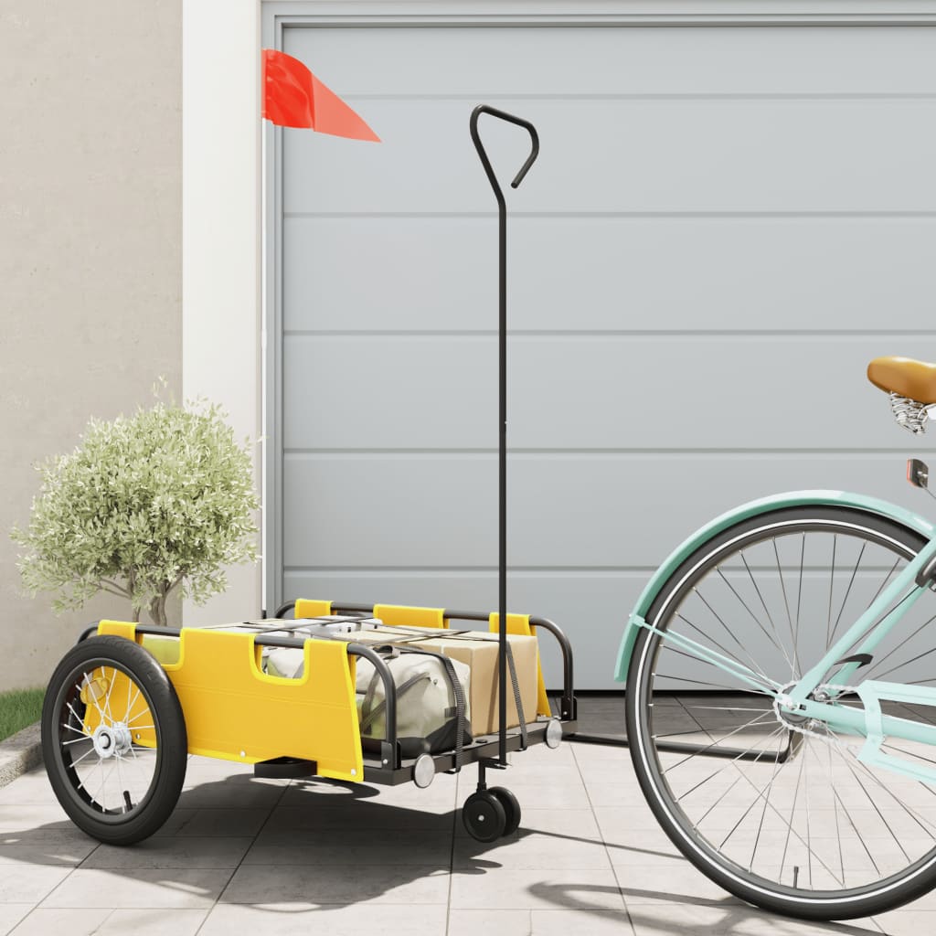 Bike Trailer Yellow Oxford Fabric and Iron