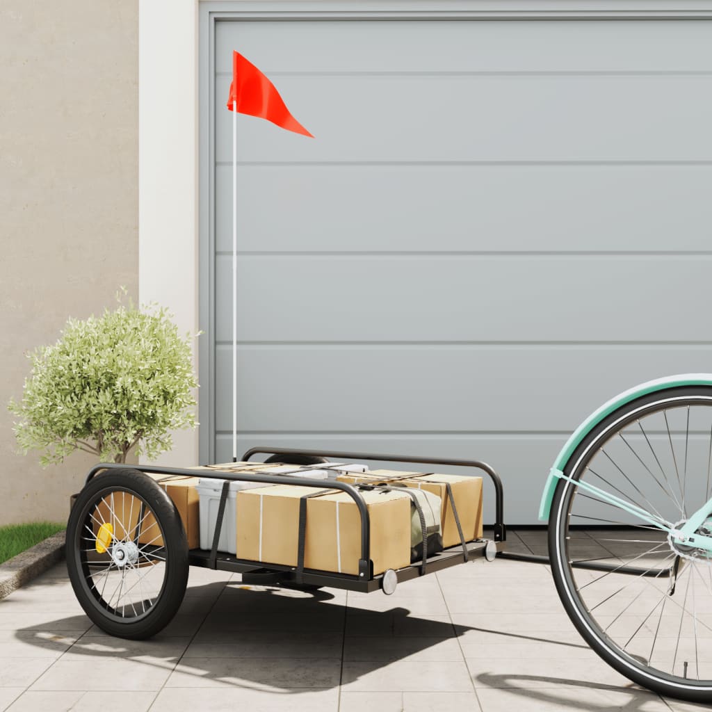Bike Cargo Trailer Black 135x70x37 cm Iron