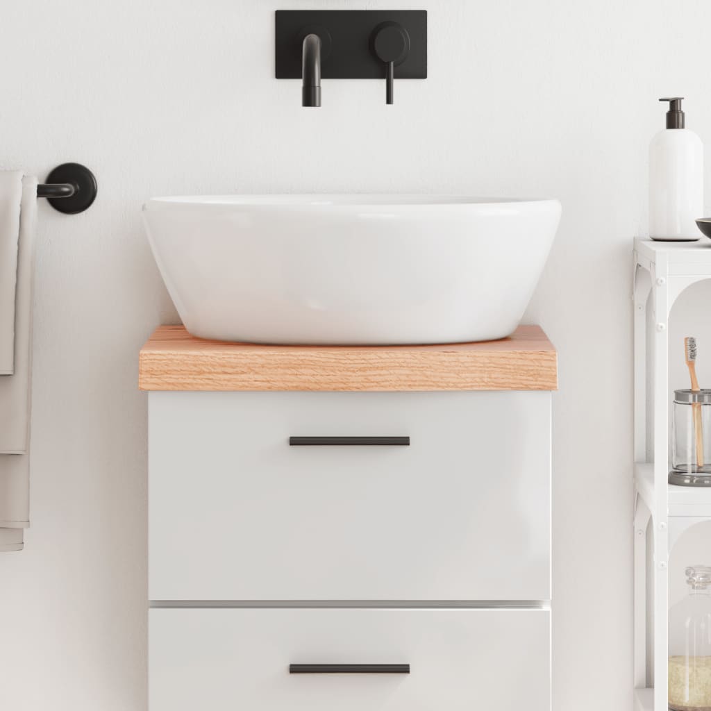 Bathroom Countertop Light Brown 40x30x2-6cm Treated Solid Wood