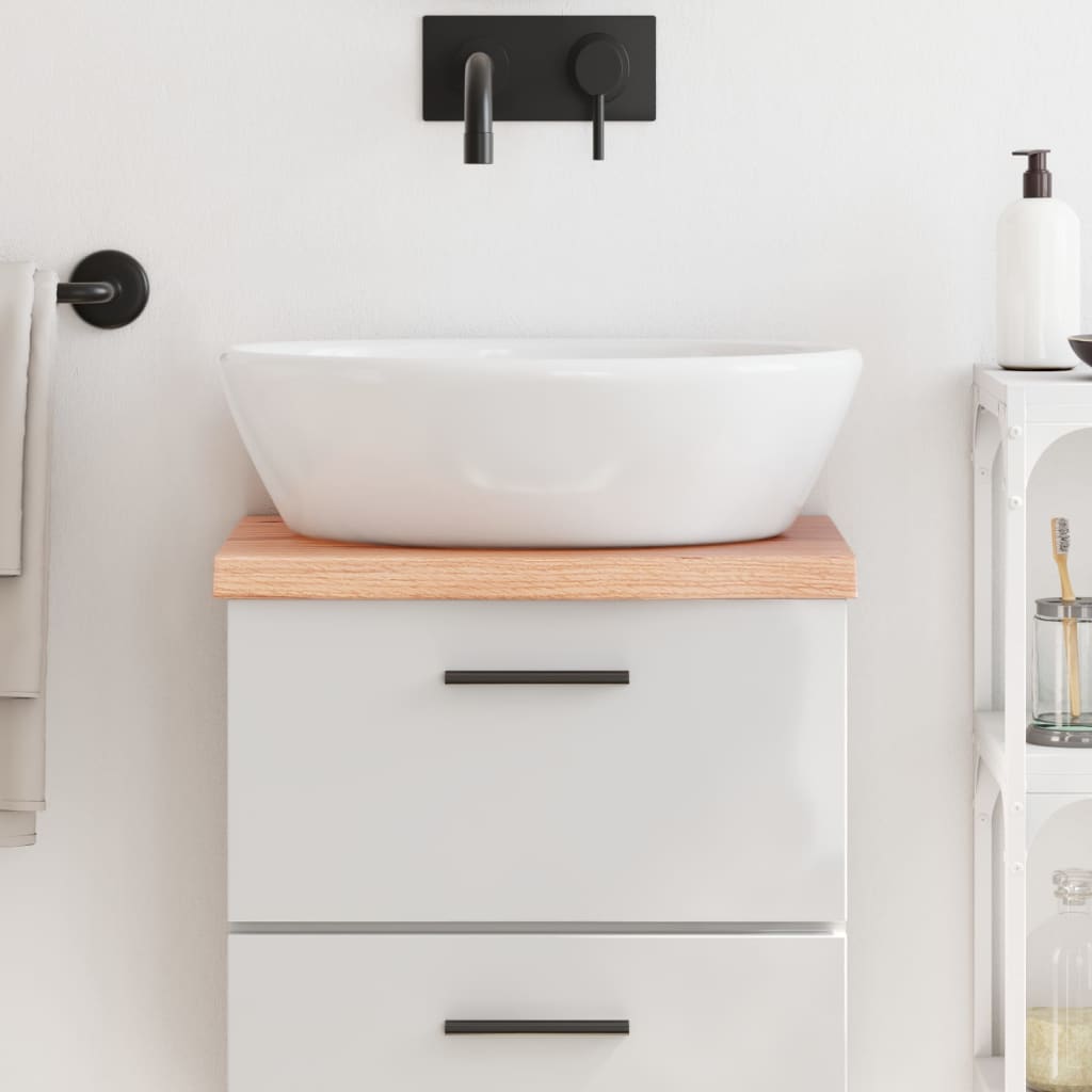 Bathroom Countertop Light Brown 40x40x2-4cm Treated Solid Wood