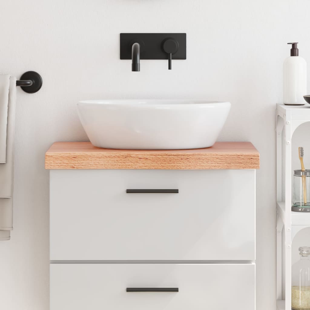 Bathroom Countertop Light Brown 60x40x6cm Treated Solid Wood