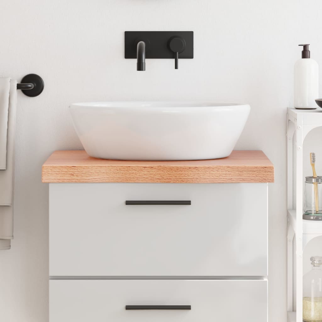 Bathroom Countertop Light Brown 60x60x6cm Treated Solid Wood