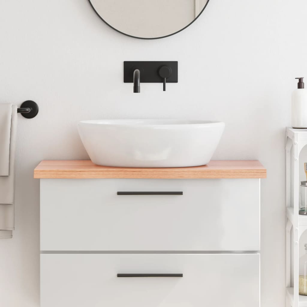 Bathroom Countertop Light Brown 80x40x4cm Treated Solid Wood