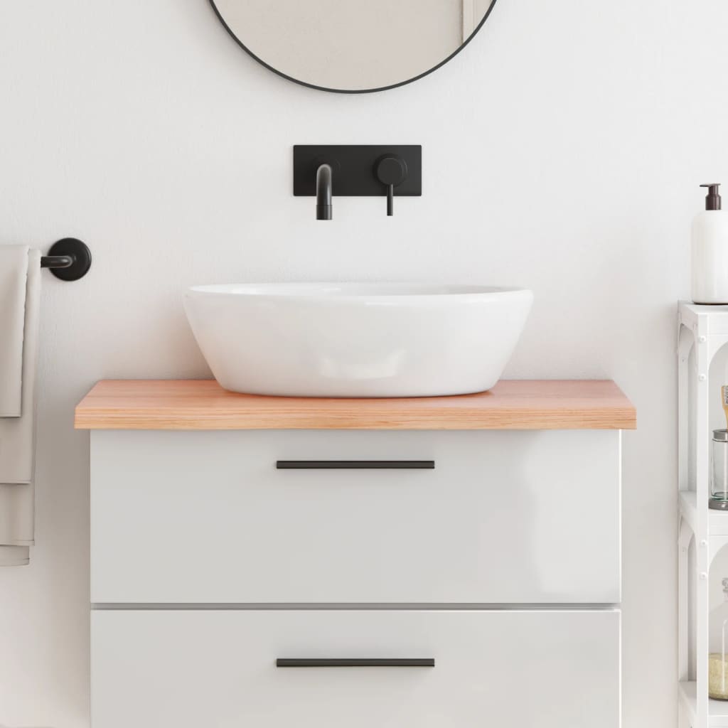 Bathroom Countertop Light Brown 80x50x2-4cm Treated Solid Wood