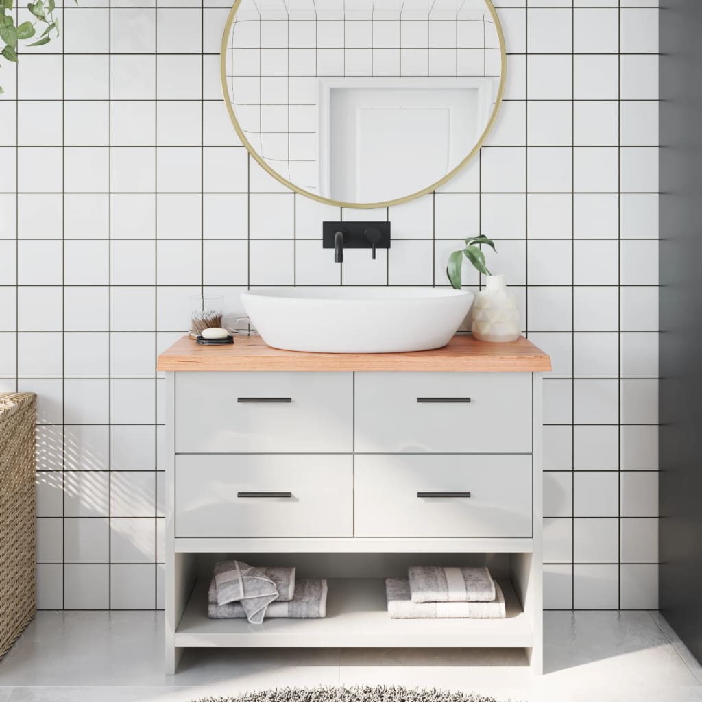Bathroom Countertop Light Brown 100x30x4cm Treated Solid Wood