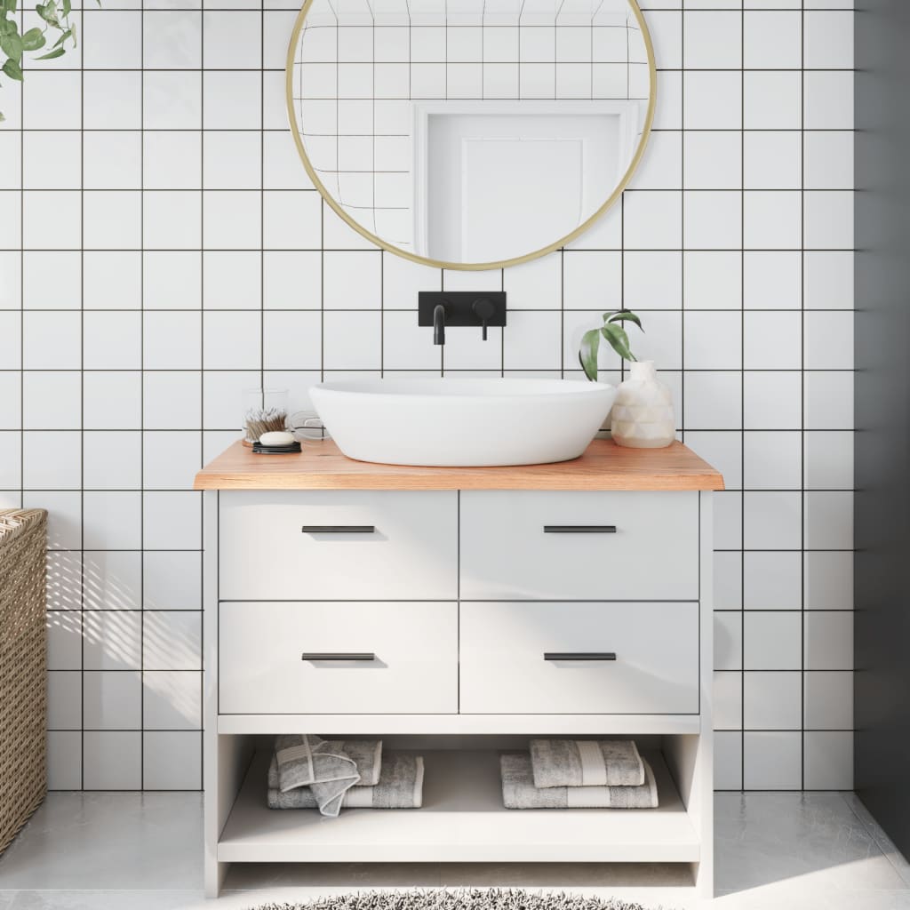 Bathroom Countertop Light Brown 100x40x2cm Treated Solid Wood