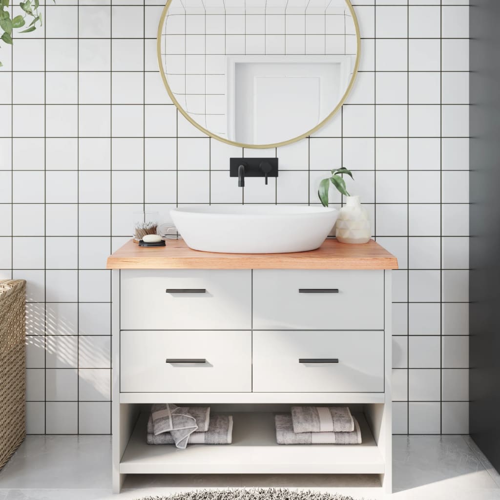 Bathroom Countertop Light Brown 100x40x4cm Treated Solid Wood