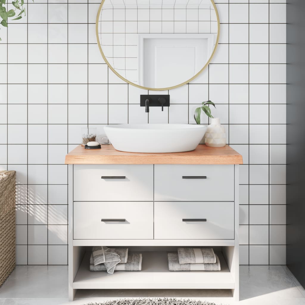 Bathroom Countertop Light Brown 100x40x6cm Treated Solid Wood