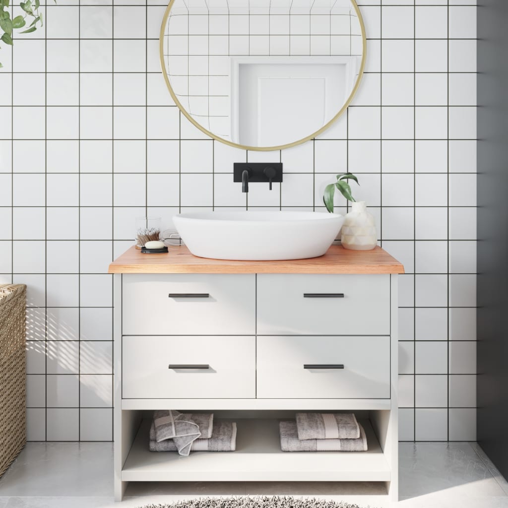 Bathroom Countertop Light Brown 100x60x2cm Treated Solid Wood