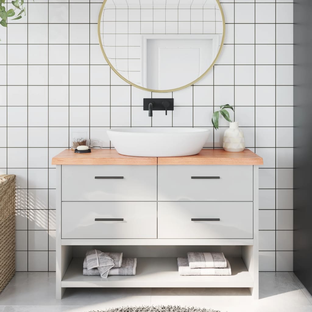 Bathroom Countertop Light Brown 120x30x2-4cm Treated Solid Wood