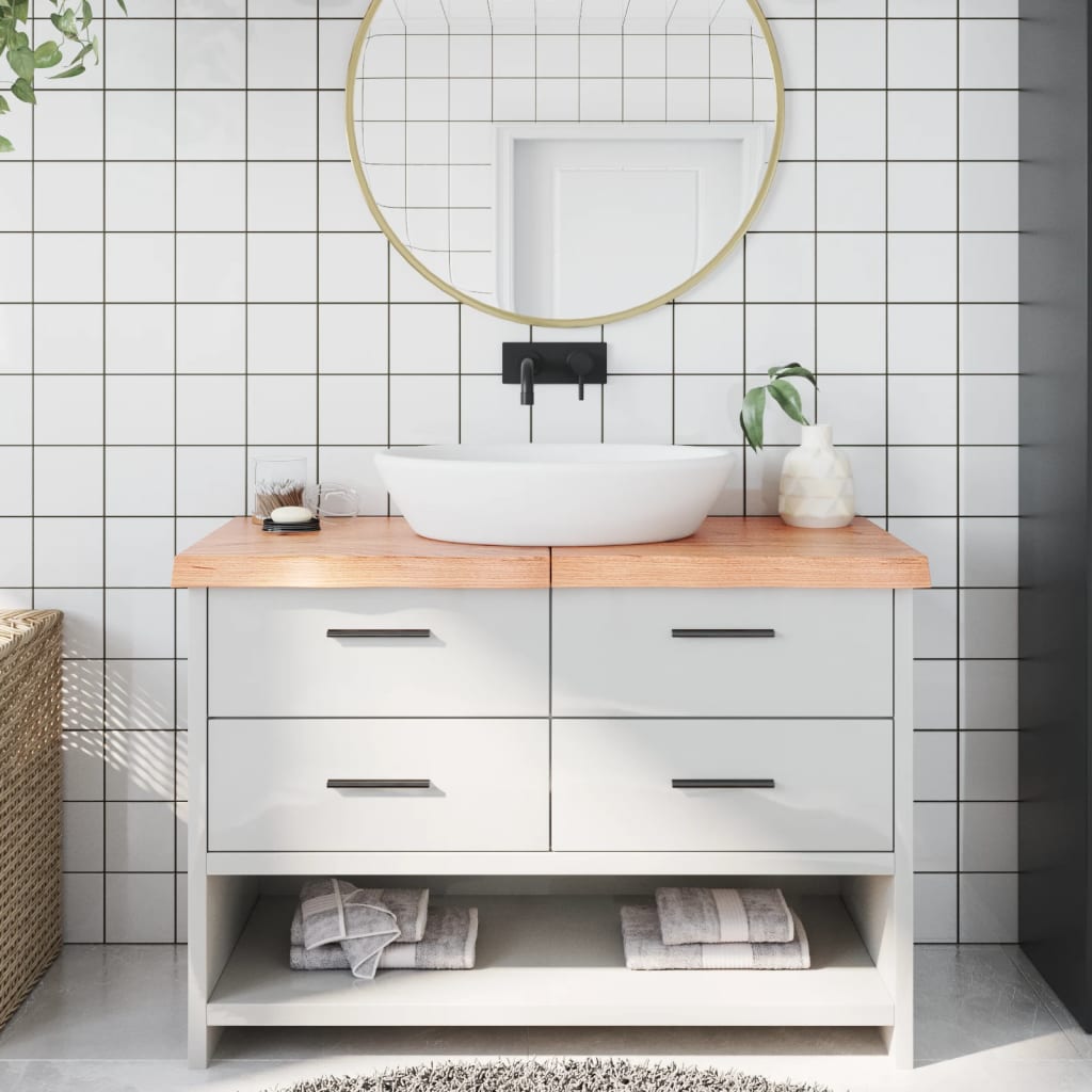 Bathroom Countertop Light Brown 120x50x2-6cm Treated Solid Wood