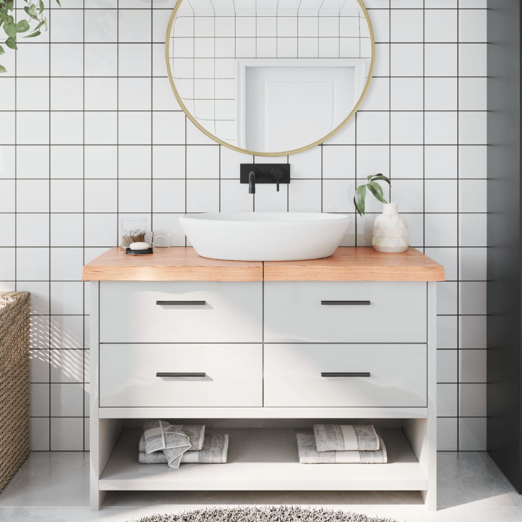 Bathroom Countertop Light Brown 120x60x6cm Treated Solid Wood