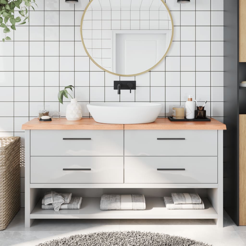 Bathroom Countertop Light Brown 160x30x4cm Treated Solid Wood