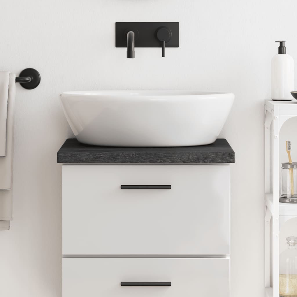 Bathroom Countertop Dark Grey 40x30x4cm Treated Solid Wood