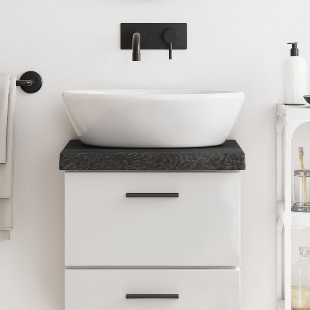Bathroom Countertop Dark Grey 40x30x6cm Treated Solid Wood