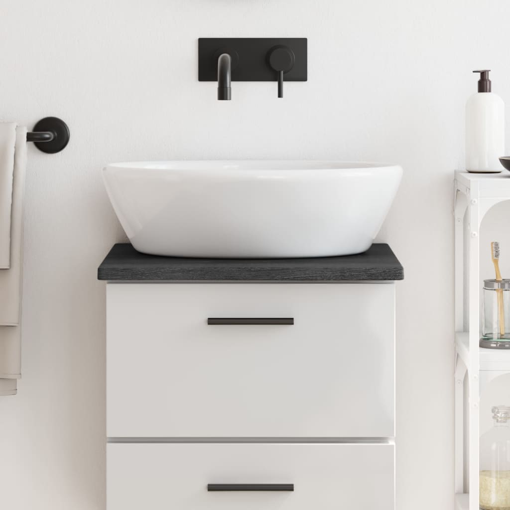 Bathroom Countertop Dark Grey 40x40x2cm Treated Solid Wood