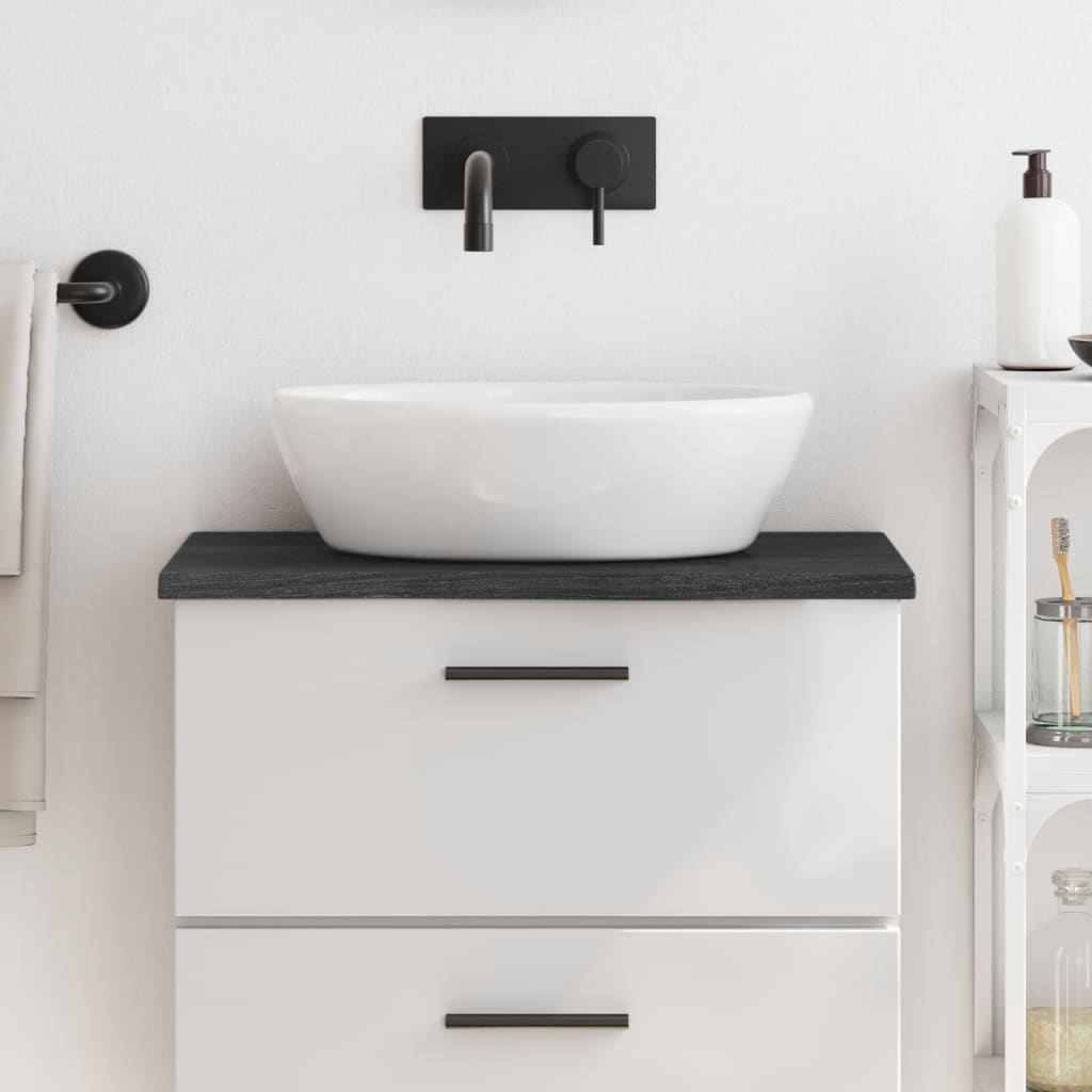Bathroom Countertop Dark Grey 60x40x2cm Treated Solid Wood