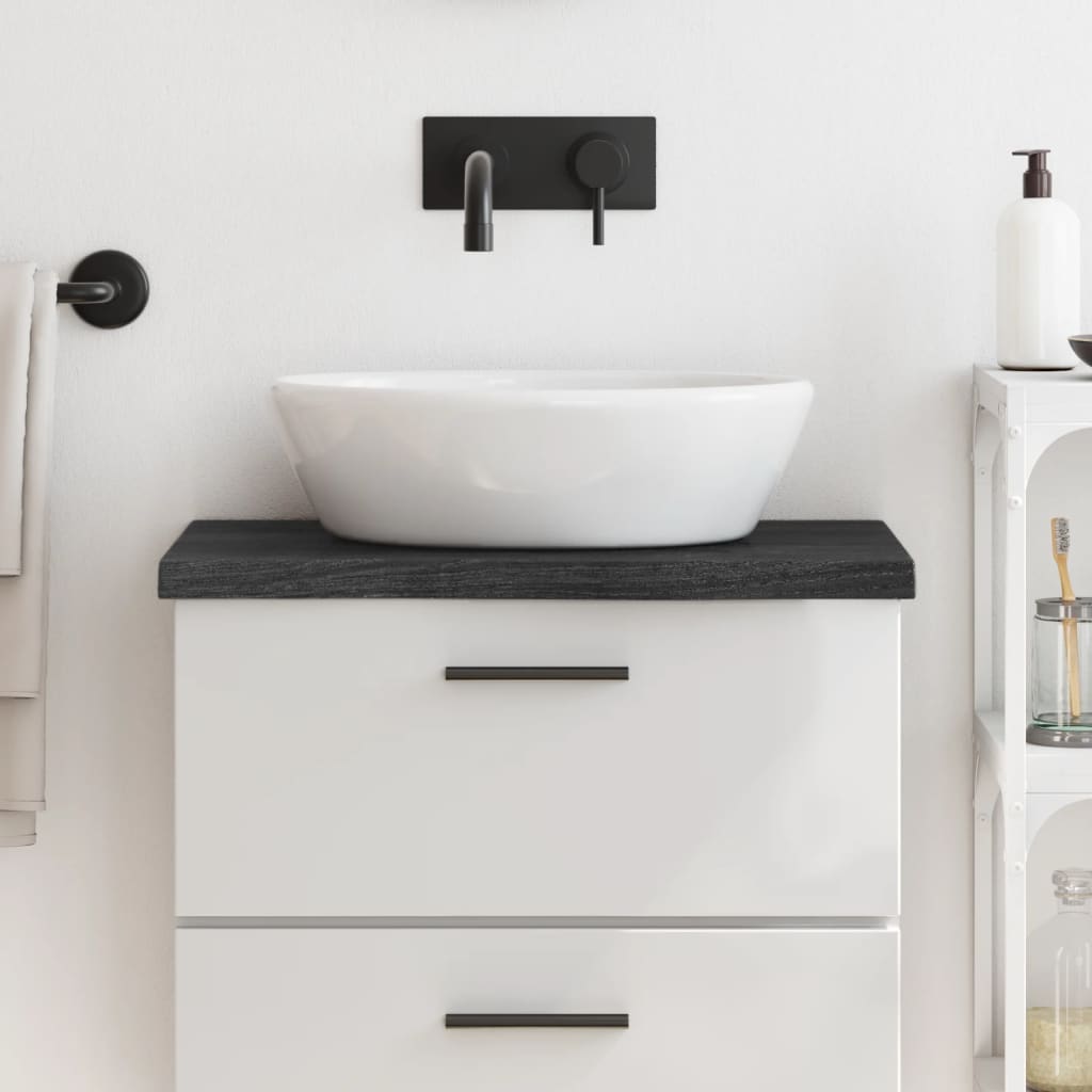 Bathroom Countertop Dark Grey 60x40x4cm Treated Solid Wood