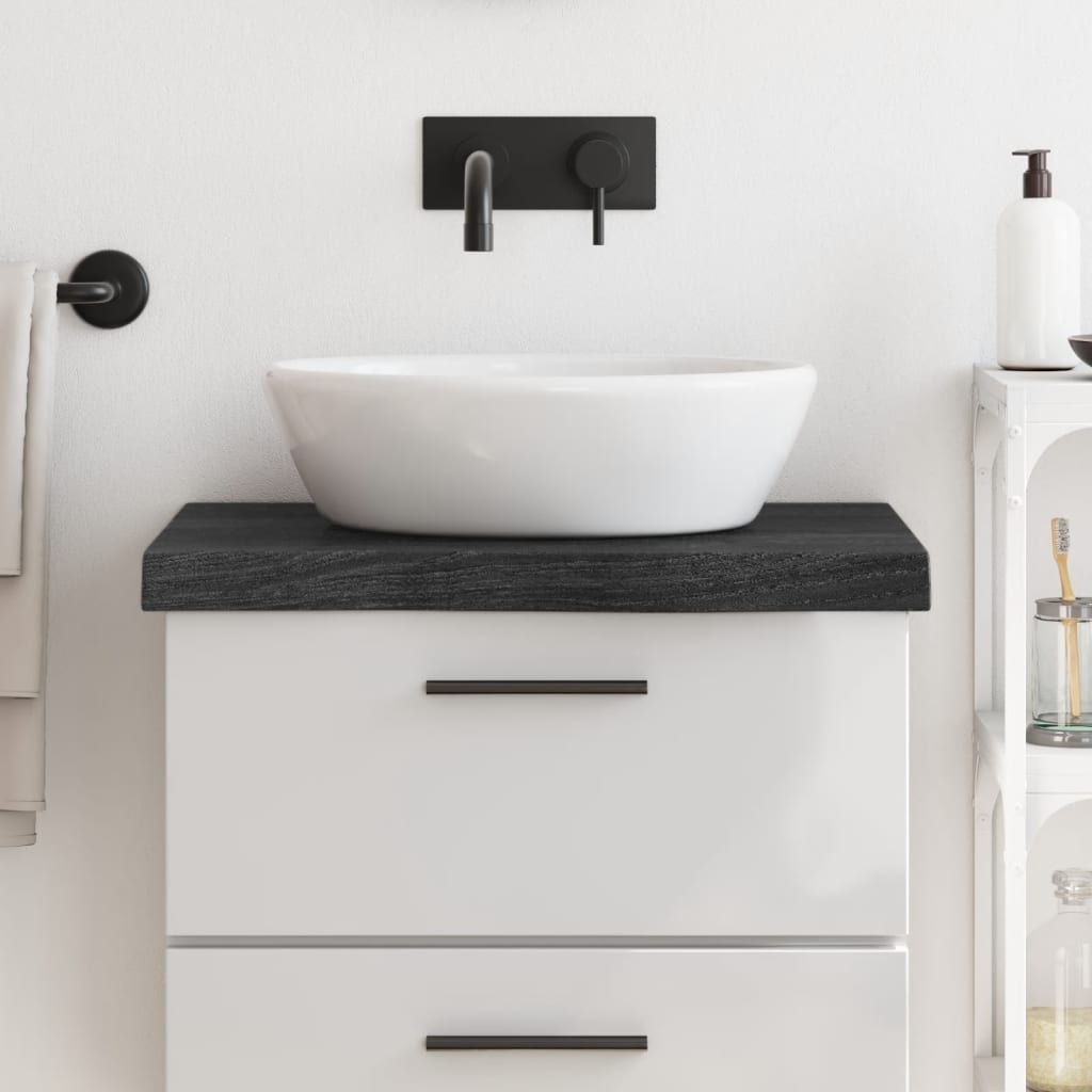Bathroom Countertop Dark Grey 60x60x6cm Treated Solid Wood