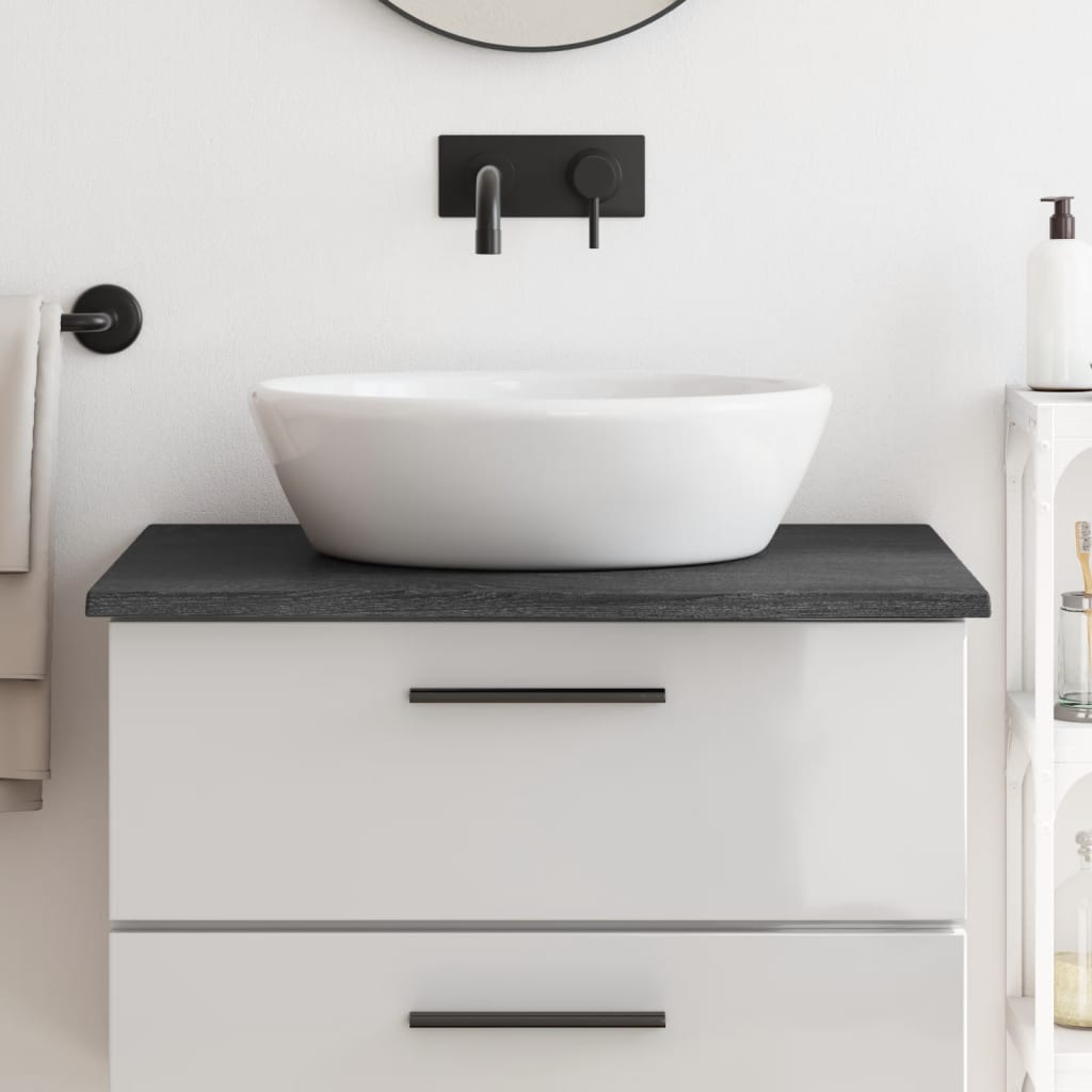 Bathroom Countertop Dark Grey 80x50x2cm Treated Solid Wood
