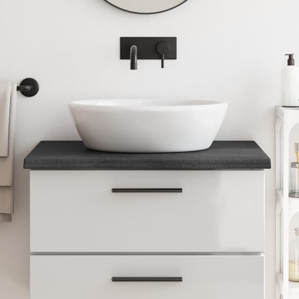 Bathroom Countertop Dark Brown 80x60x2-4cm Treated Solid Wood