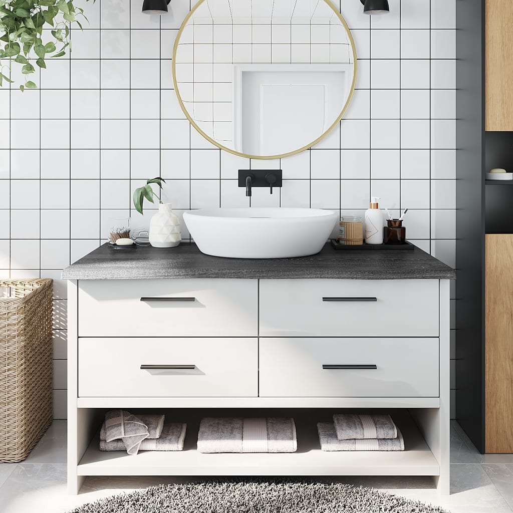 Bathroom Countertop Dark Grey 100x50x4cm Treated Solid Wood