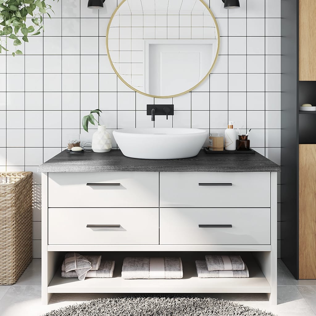 Bathroom Countertop Dark Brown 100x60x2-4cm Treated Solid Wood