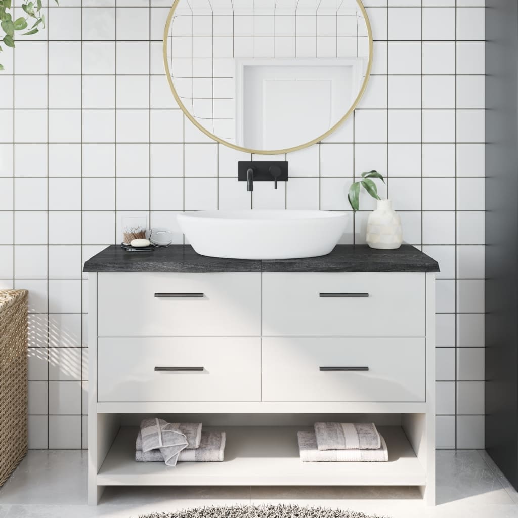 Bathroom Countertop Dark Grey 120x50x4cm Treated Solid Wood