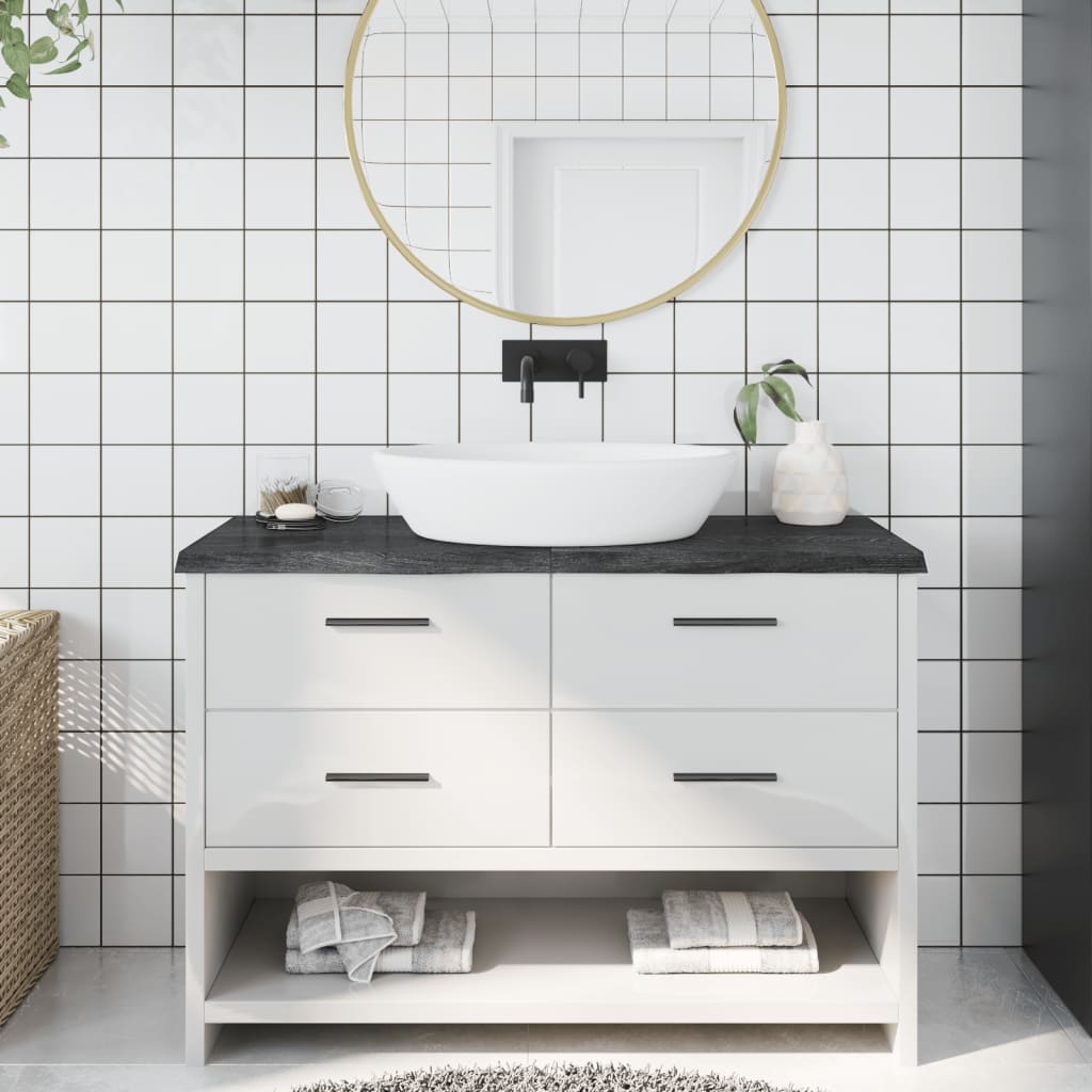 Bathroom Countertop Dark Brown 120x60x2-4cm Treated Solid Wood