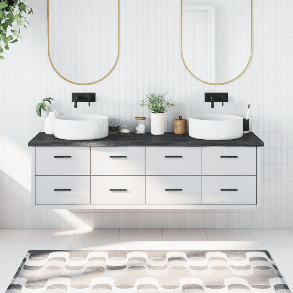 Bathroom Countertop Dark Grey 180x60x4cm Treated Solid Wood
