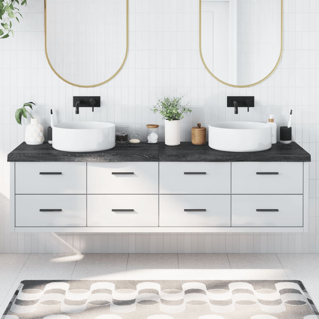 Bathroom Countertop Dark Grey 200x60x6cm Treated Solid Wood